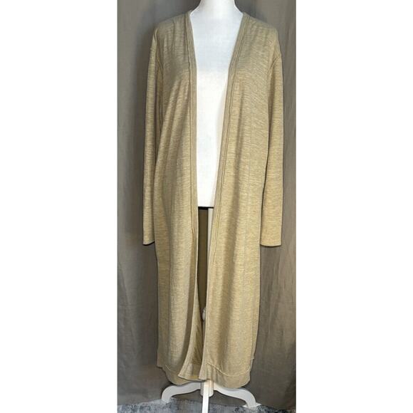 Free People Beach Boho Long Tan Cardigan Open Front Duster Neutral Size Xsmall - Picture 12 of 14